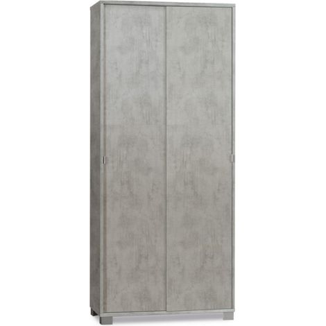 Mehrzweckschrank mit zwei Schiebetüren mit Beton Cemento Regalen 82x41x H190 cm (1/2)