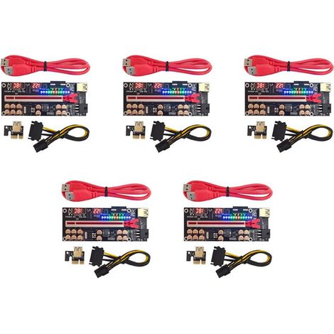 5X VER018 PRO PCI-E Carte de Montage Cable USB 3.0 018 PCI Express 1X à 16X Adaptateur PCIe Extenseur pour BTC MinièRe (Rouge)