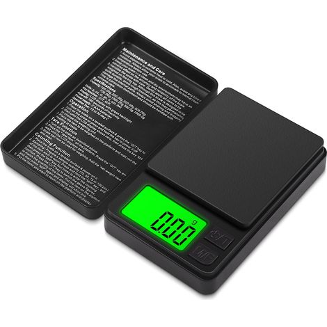 Mini balance de poche numérique, précision 1000 g x 0,01 g, idéale pour la bijouterie et le commerce (or), noire, 1 pièce. (1/5)