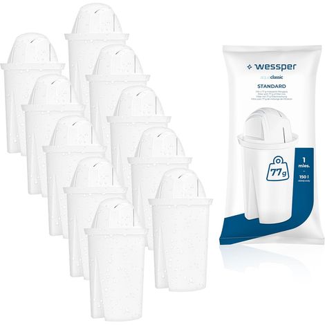 Filtres à eau Aqua Classic pour Carafe Filtrante, Cartouches filtrantes Compatible avec les Carafe Eau Dafi, Brita, Zelmer, Anna BWT, Laica, PearlCo, 10 pièces (1/5)