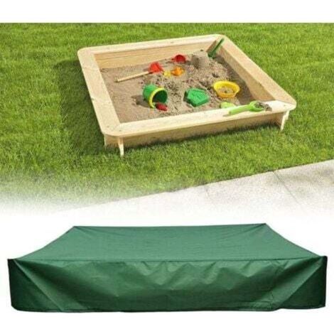 Bâche de protection pour bac à sable - En tissu Oxford - Étanche à la poussière - Avec cordon de serrage - Pour bac à sable du jardin - Vert - 120 x 120 x 20 cm (1/4)
