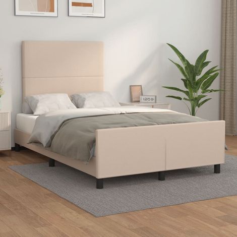 Estructura cama sin colchón cuero sintético capuchino 120x190cm (1/5)