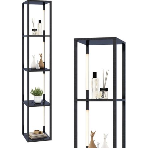 Costway – Lampadaire salon 163 cm avec 4 étagères – Ampoules LED à 3 intensités – Poteaux rotatifs 360° – Interrupteur au pied – Lumière blanche chaude (1/5)