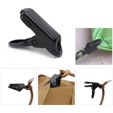 10 Pièces Pinces de Toile pour Bâche de Tente, Outil de Fixation pour Abri de Camping, Accessoire de Survie Extérieur (1/2)