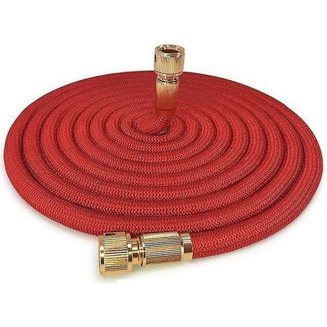 Tuyau d'arrosage extensible léger et durable, conception anti-fuite, coloris rouge, pour jardin et extérieur (1/2)
