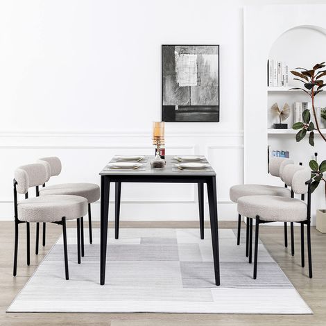 DYHOME Chaise de salle à manger, set de 4, chaise scandinave avec dossier, pieds en métal, gris (1/5)