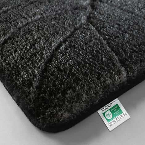 Tapis de bain Maris Tapis de bain moelleux avec structure en feuilles Noir 60 x 120 cm