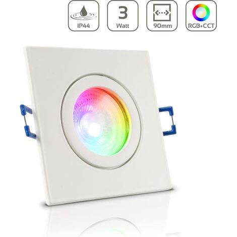 Einbauspot IP44 eckig - Farbe: Weiß - LED Leuchtmittel: GU10 5W RGB+CCT (1/5)