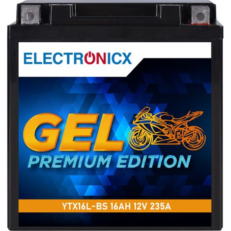 YTX16L-BS GEL Motorradbatterie 12V 16Ah 235A/EN GEL Batterie 12V 51422 YTX16-4 YTX16BS ETX16-BS - Premium Batterie 12V Wartungsfrei - Versand DE (1/5)