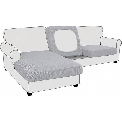 Housse de Coussin Extensible de canapé Housse de Protection pour Meubles Housse de siège de canapé Couvre pour Canapé Protege de Meubles Antipoussière (Grand 1 Place,Gris Clair) (1/5)