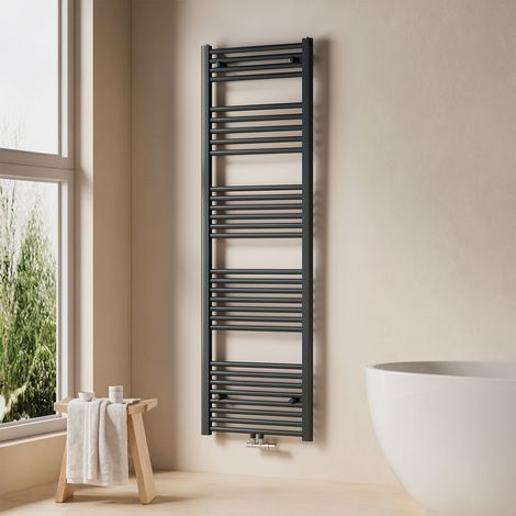 EMKE Badheizkörper Handtuchtrockner Handtuchwärmer 50x160cm 690 Watt Anthrazit Bad-Heizkörper Mittelanschluss