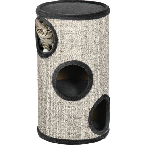 CHICFURN Torre rascador para gatos 38 x 38 x 70 cm de sisal gris claro, 3 niveles (1/5)