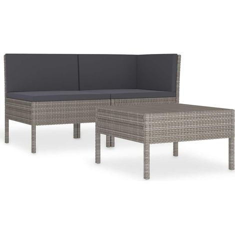 vidaXL Set Divani da Giardino 3 pz con Cuscini in Polyrattan (1/5)