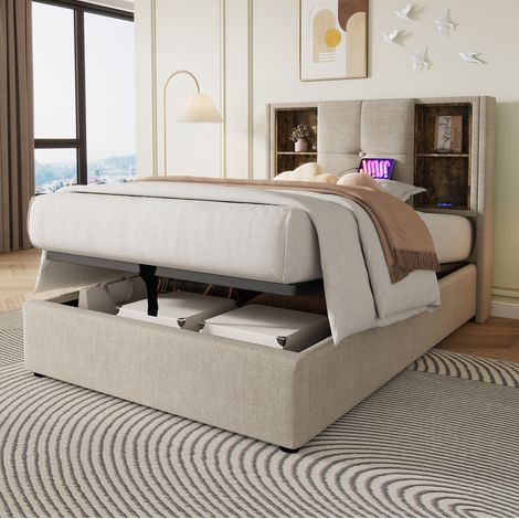 Letto singolo contenitore con USB e ricarica 90x200 OKMYHOME (1/5)