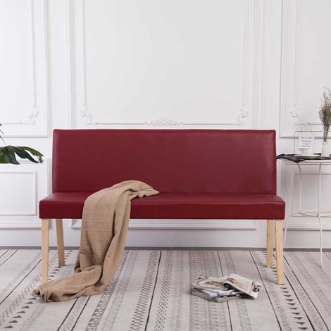 Banc 139,5 cm Banc de salon - Banc de table Rouge bordeaux Similicuir BV521959 - BonneVie (1/5)