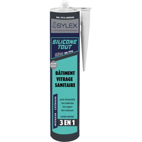 Mastic Sylex SX 640 Silicone 3 en 1 Silicone Tout 280ml  Couleur: RAL 7016 GRIS ANTHRACITE