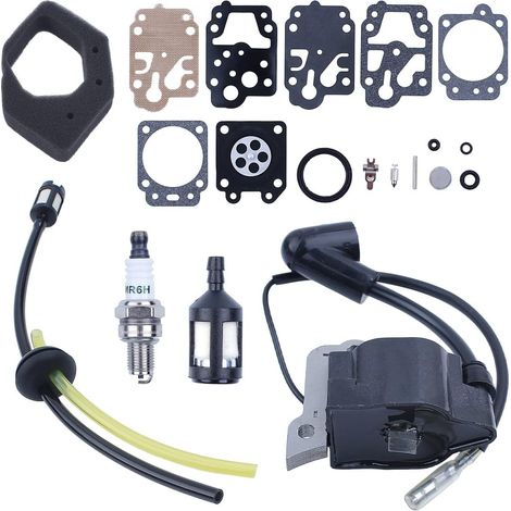 Bobine d'allumage pour Honda GX25 FG110 HHT25 WX10K1 Kit de réparation de ligne de filtre à air et carburant, Bobine d'allumage, Filtre à air, Filtre à carburant, Ligne de carburant, Bougie d'allumage (1/5)