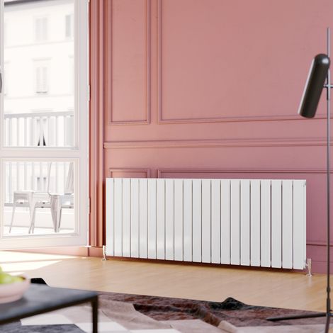 ELEGANT Horizontal Radiator Double Flat Panel 600x1596mm Designer White Radiator (1/5)