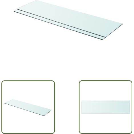 The Living Store Panneaux d'étagère 2 pcs Verre Transparent 90 x 25 cm - Etagere Murale - Étagère Transparente - Étagère Verre Trempé - Décoration Murale - Rangement Mural (1/3)