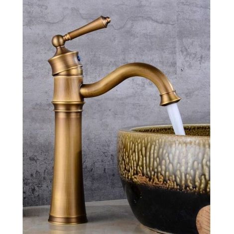 Retro Waschbecken Wasserhahn, Schwenkbarer Bad Wasserhahn, Messing Waschbecken Mischbatterie, Bad Mischbatterie mit Neuem Keramik Ventil, Gold A (1/4)