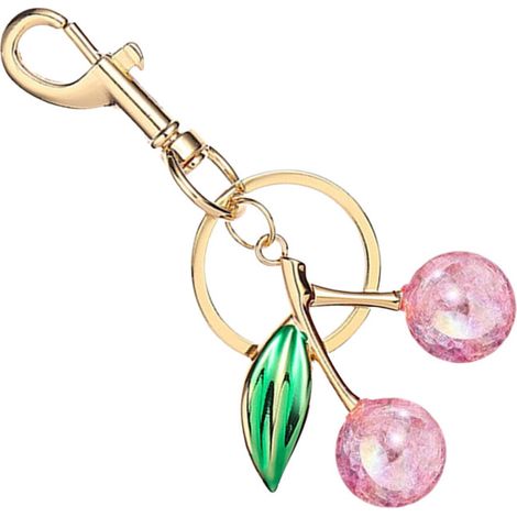 Llavero con forma de cereza, accesorio de resina - Rosa