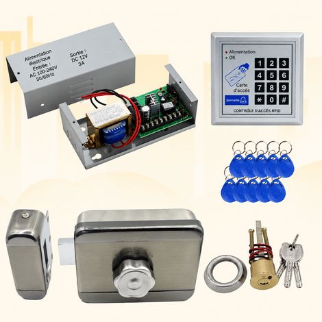 Kit contrôle d'accès serrure motorisée simple tête alimentation clavier ID et 10 cartes 0 10 5 kg – Livraison gratuite