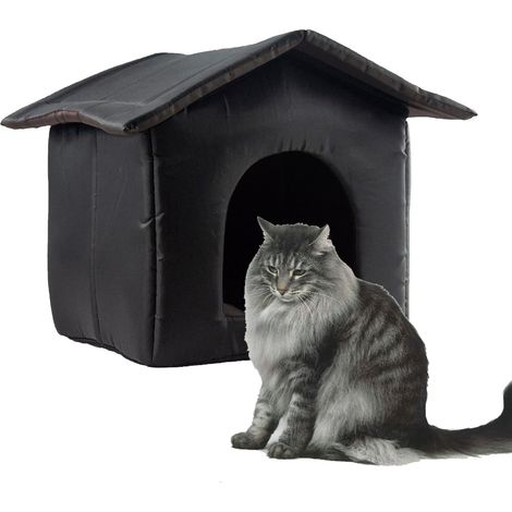Niche D'extérieur pour Chat Imperméable, Maison pour Chat Extérieur Hiver, Abri pour Compagnie Chaud en Tissu Oxford, Grotte pour Chats Chiens Animaux Lapins, S (1/3)