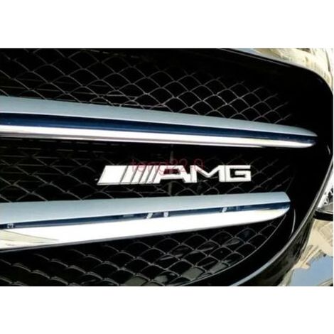 Hochwertiges AMG-Kühlergrillemblem aus silberfarbenem Chrommetall für Mercedes-Benz (1/5)