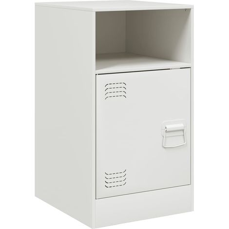 Comodino con vano con anta 34,5 x 39 x 62 cm acciaio bianco DEC033294