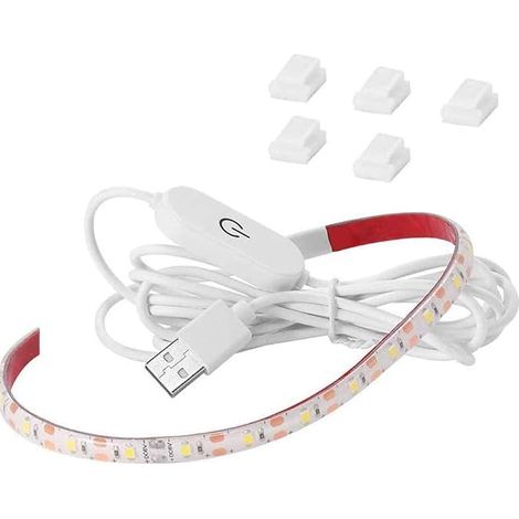 Sewing Machine Strip Lights USB 5V 30cm Touch Dimmer Adhesive Clips 18 LED Dimmable Kitchen Cabinet Baby Bed White (1/5)