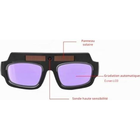 Lunettes de soudure Lunettes de protection protectrices pour assombrissement automatique solaire des lunettes de soudure pour le soudage à l'arc sous argon+lunette de soudure à l'arc lunette de soudu (1/5)