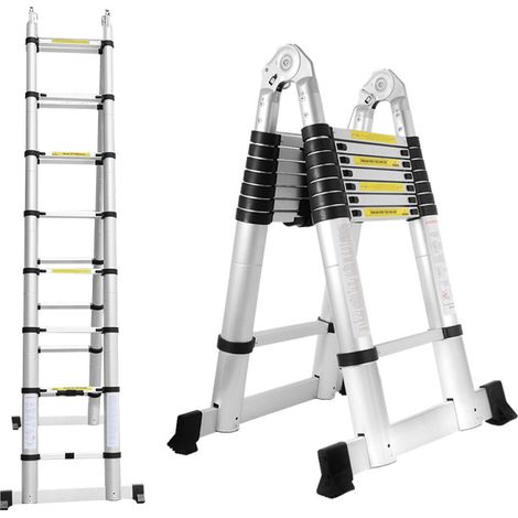 Hengda Scala telescopica 2.5+2.5 m Silber Scala telescopica pieghevole allungabile Scala singola dritta carico massimo 150 kg (1/5)
