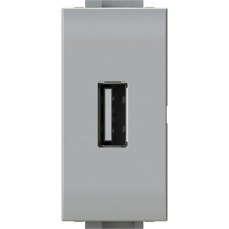 Modulo presa USB 2.0 tipo A, 5Vdc 2,1A, serie U, bianco, compatibile con serie BTicino Living Light - 4Box USB 2.1 4B.N.USB