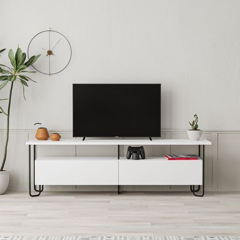 Decortie Cornea Modern Tv Unit With Storage Cabinet 150cm - White