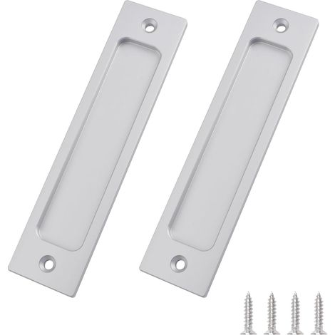 Poignée de porte coulissante affleurante rectangulaire, lot de 2 poignées de porte d'armoire à tirage affleurant de 150 mm avec vis de fixation, (1/5)