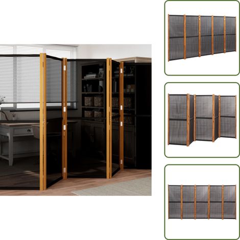 5-tlg. Raumteiler Schwarz 350x180 cm - Raumteiler - Paravent - Trennwand - Akzentmöbel - Wohnzimmerdeko (1/5)
