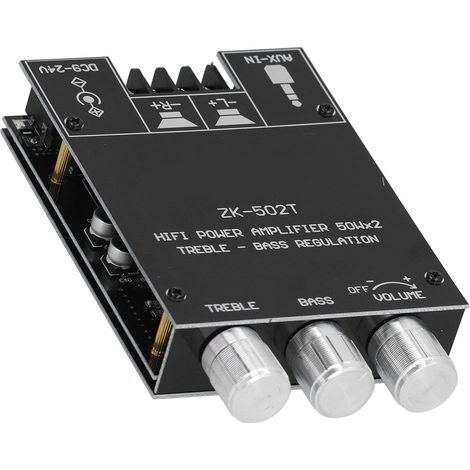 Module amplificateur de puissance stéréo Bluetooth double canal ZK-502T avec contrôle des aigus et des basses (1/5)