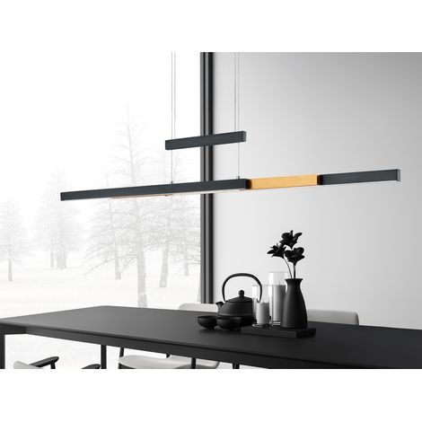 LED Pendelleuchte TRAJAN ausziehbar höhenverstellbar Schwarz Gold, Breite 150cm (1/5)