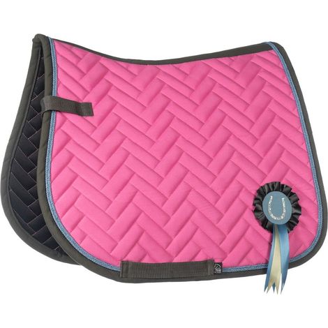 rettangolare pony, rosa: Sottosella inglese per pony modello Nele con decoro coccarda staccabile