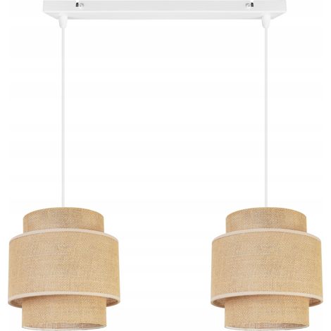 Hängelampe, Kronleuchter, Deckenlampe, Boho-Jute-Lampenschirm (1/5)