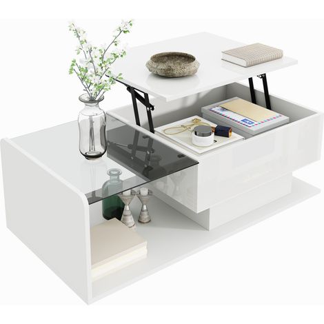 Moderner minimalistischer Couchtisch mit zwei Ebenen aus Sicherheitsglas, mehrstufiges Design, hochwertige MDF-Trägerstruktur mit schwarz-weißer Marmoroptik. Mehrere Farbvarianten erhältlich. (1/5)