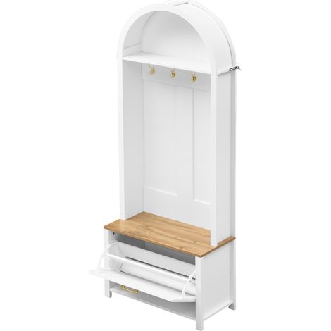 Multifunktions-Garderobe mit Schuhregal, Ablage und Haken aus MDF, 75 x 35 x 195 cm (1/5)