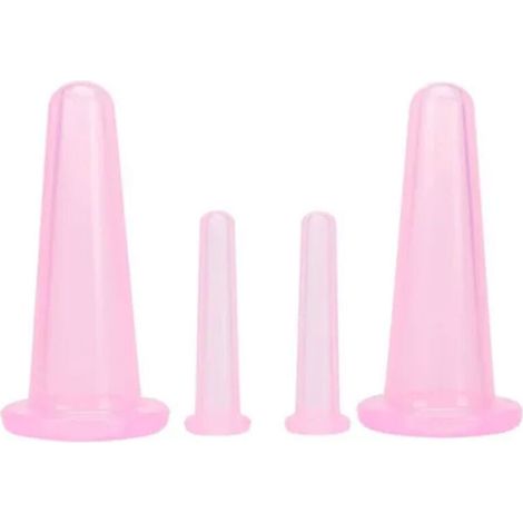 4 Pièces Ventouses de Massage par Suction en Silicone Liquide pour Soins du Visage à Domicile Rose (1/5)
