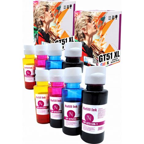 Inkdigo GT51 GT52 Tinte kompatibel mit HP SmartTank500 DeskJet GT5810 GT5820 TÜV-zertifiziert (1/5)