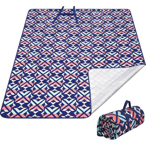 Extra große Picknickdecke, wasserdichte Picknick-Tischdecke, sanddichte Matte, Wärmedämmung, maschinenwaschbar, Unterseite aus Aluminiumfolie, für Camping, Reisen, Park, Strand, 150 × 200 cm