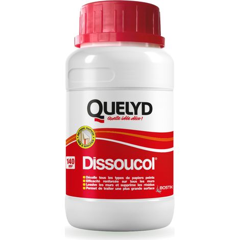 Quelyd Décolleur Papier Peint Dissoucol – Efficace en 5 Minutes sur Tous les Murs et Tous les Papiers Peints – Lessive et Supprime les Résidus – 1 Flacon 250 ml (140 m²) Transparent