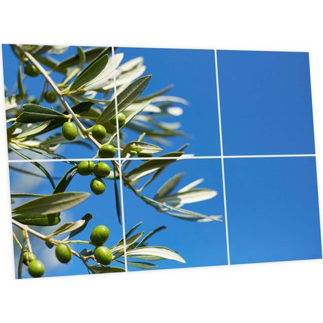 Pack de 6 Dalles LED Imprimées 60x60 cm - Motif Parfum d’Oliviers - Lumière Blanc Neutre 4000K - Panneaux Lumineux Plafond Bureau Salon Cuisine - Faciles à Installer