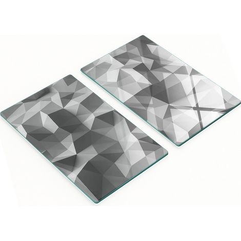 Tableros de vidrio duraderos y elegantes con estampado abstracto de tri谩ngulos, 2x30x52 cm.