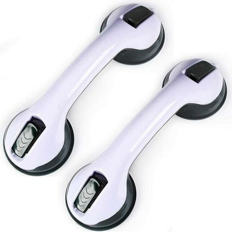 2PCS Suction Cup Shower Handle, Plastic Bathtub Grab Bar (No Drilling Required), For Bathrooms, Children and Disabled People, Shower Handle Handrail, Anti-Slip Safety (1/5)