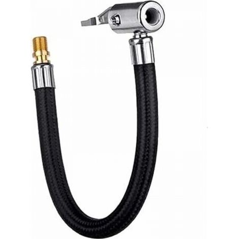 Tuyau de gonflage de pneu de voiture - Tuyau de gonflage Adaptateur de tube d'extension de pompe à air Twisted Tire Air Connection Locking Air Chuck Bicycle Motorcycle 20cm (1/4)